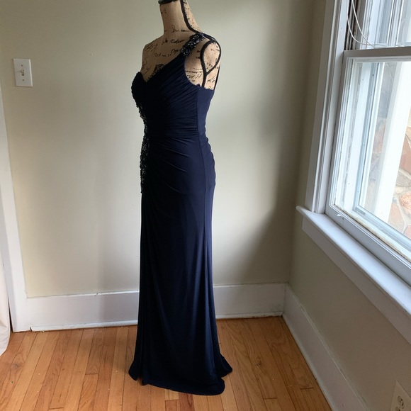 Xscape blue one shoulder dress size 4 - Picture 11 of 16